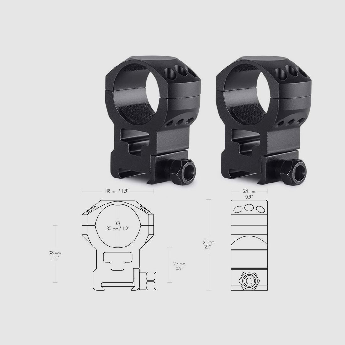 Zielfernrohrmontage Ringmontage Hawke Durchmesser 30 mm Alu extrahoch fĂĽr 22 mm Weaver- / Picatinnyschiene einteilig