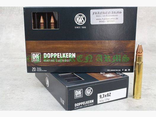 RWS Doppelkern 9,3x62 225gr. 14,6g 20 piezas precios por volumen