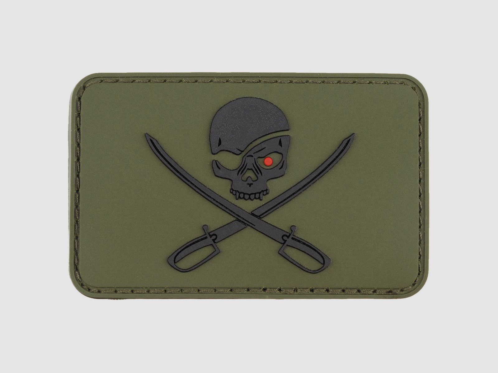 Velcro patch, 3D, "Skull with Swords", olive