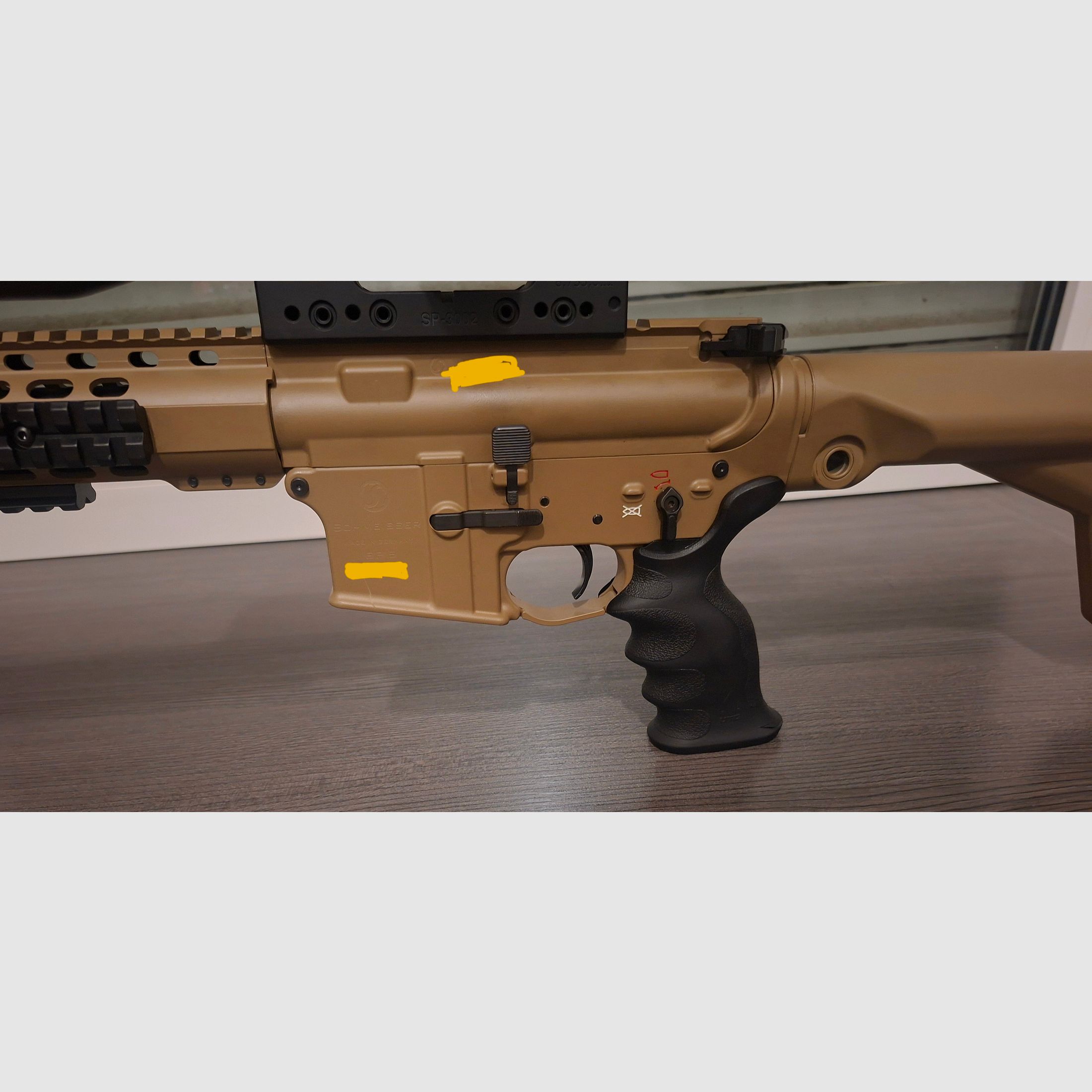 Schmeisser SP15 LMR, straight pull repeater, AR15 on yellow firearms ownership certificate, as new, RAL8000