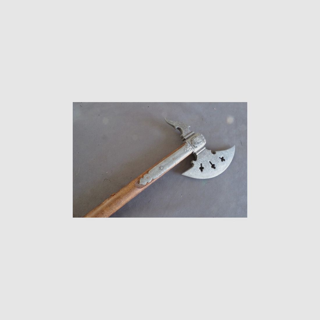 Axt Deko mit Holz - Stil Verzierungen, Einzelstück 11 Jhr Muster mit Fehler