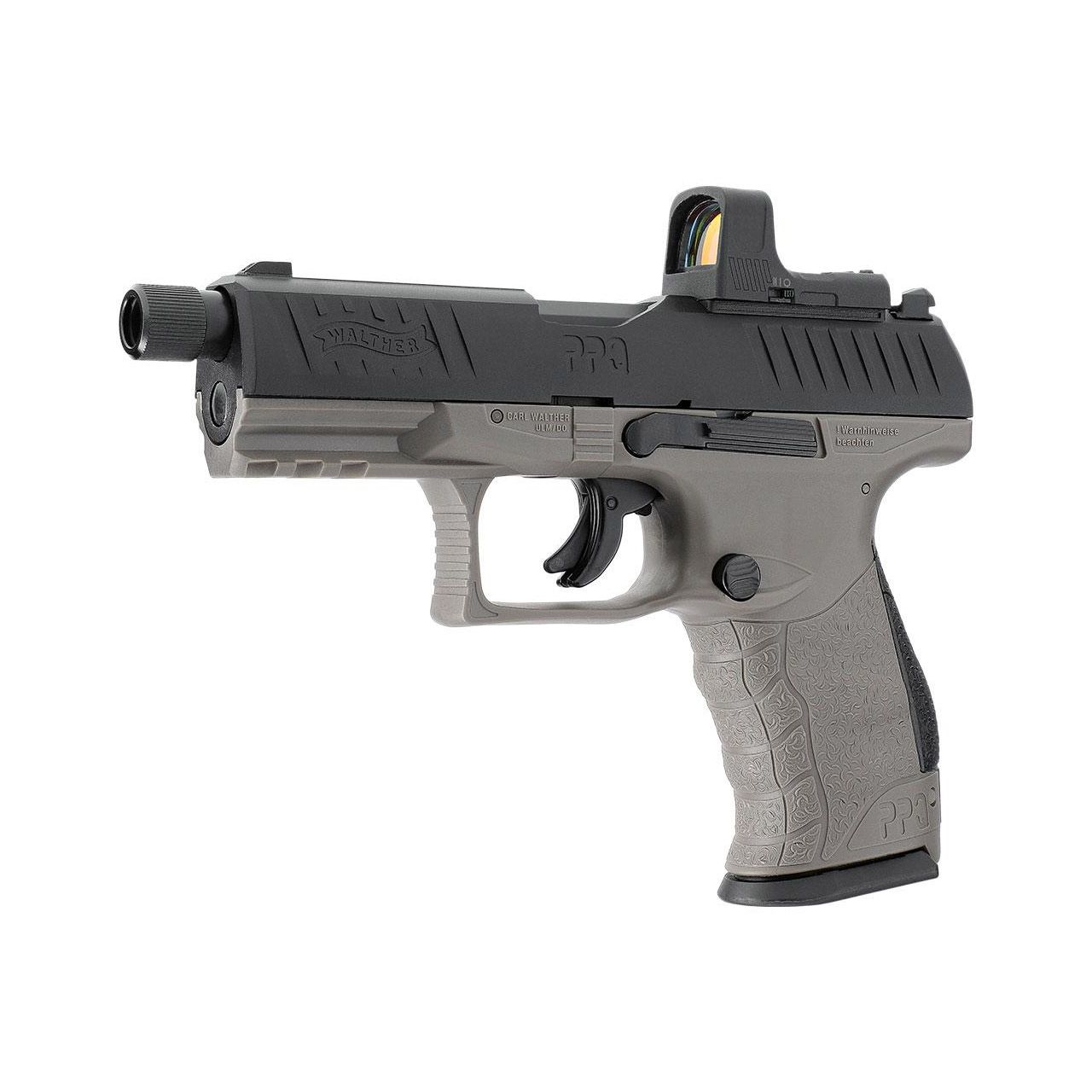 CO2 Pistole Walther PPQ M2 Q4 TAC Combo 4.6 Zoll Tungsten Gray Kaliber 4,5 mm Diabolo (P18) + Leuchtpunktvisier RDS 8