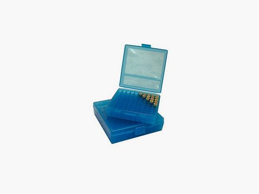 MTM CASE-GARD Caja de munición de pistola con tapa abatible 9MM-380 ACP 100 cartuchos (azul)