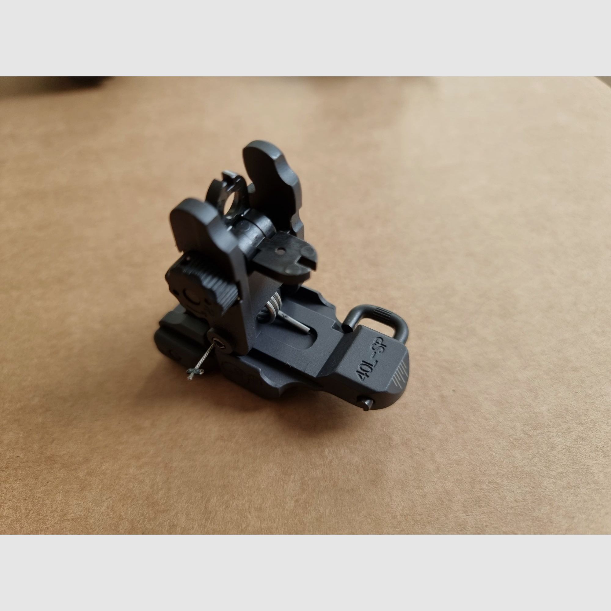 *RARA* A.R.M.S. - Sistema de riel #50-C con miras de gas plegables #41-BL y miras traseras #40-L - AR15 de los 2000