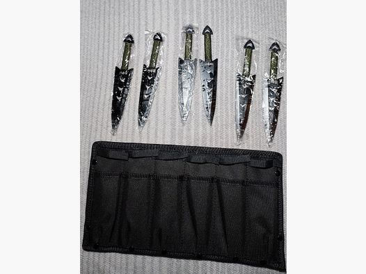 6er Set Wurfmesser – ca. 16,5 cm – mit Spezial-Nylonscheide & Befestigung