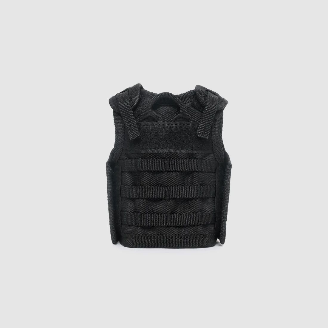 Mini tactical vest with front pockets for beer bottle / wine bottle / thermos bottle - black