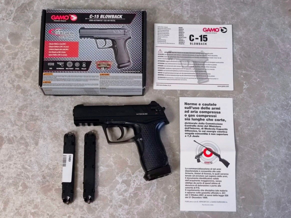 NEU Gamo C-15 Blowback CAL 4,5 schwarz CO2 Pistole