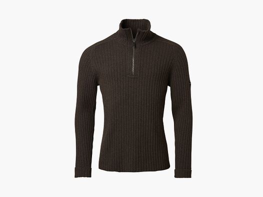 Chevalier Antony Half Zip Woll Langarmshirt Herren, L, Braun