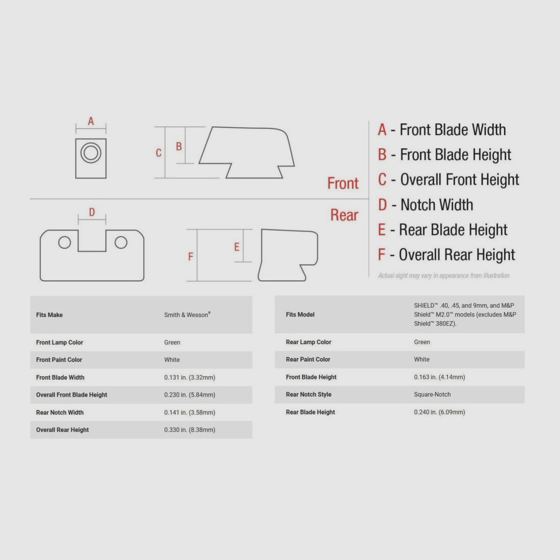 Trijicon Visier B&T Gelb/Grün S&W Pistole 9mmLuger/.40S&W/.45Auto