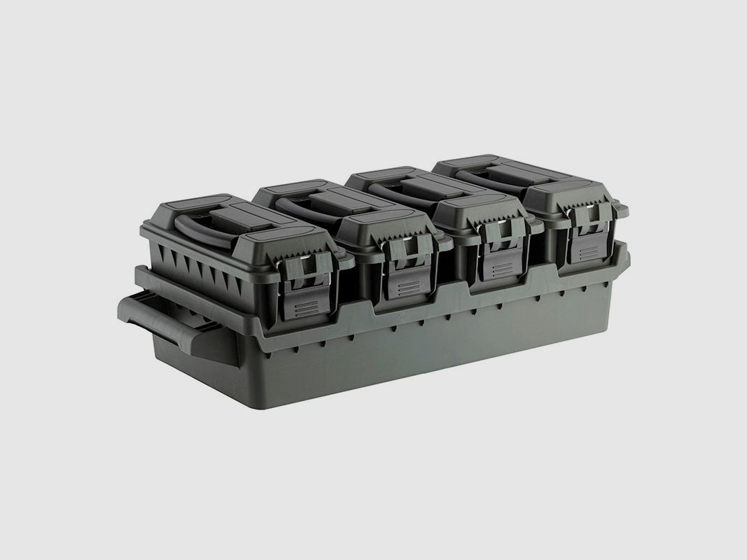 Set van 4 munitiekisten met ABS transportbak