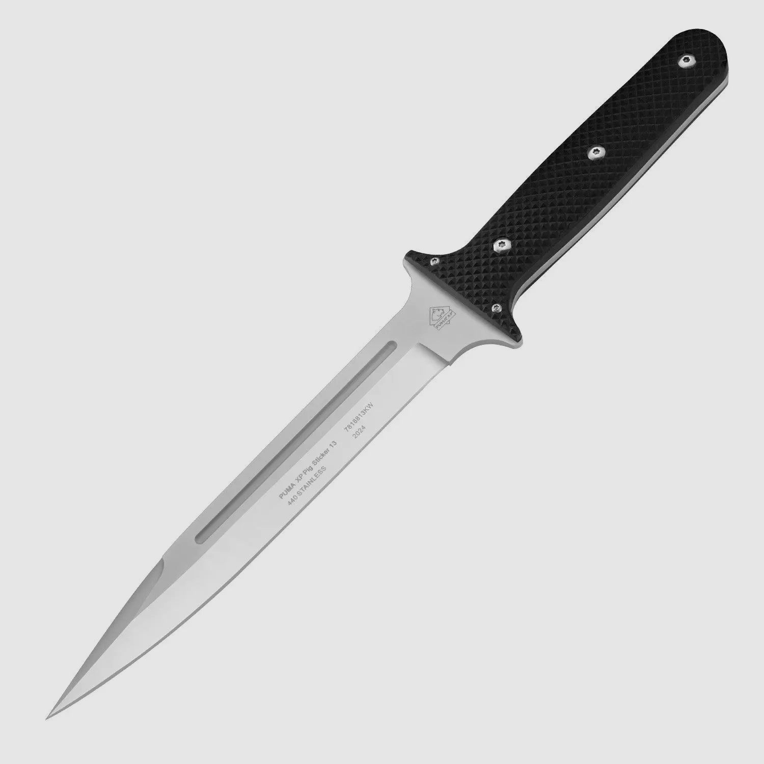 PUMA XP pig sticker 13, scalping knife, pakkawood black with fish skin, kydex sheath