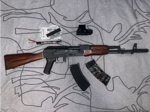 AK-74 Full Metal Bois Réel BlowBack S-AEG APS avec accessoires