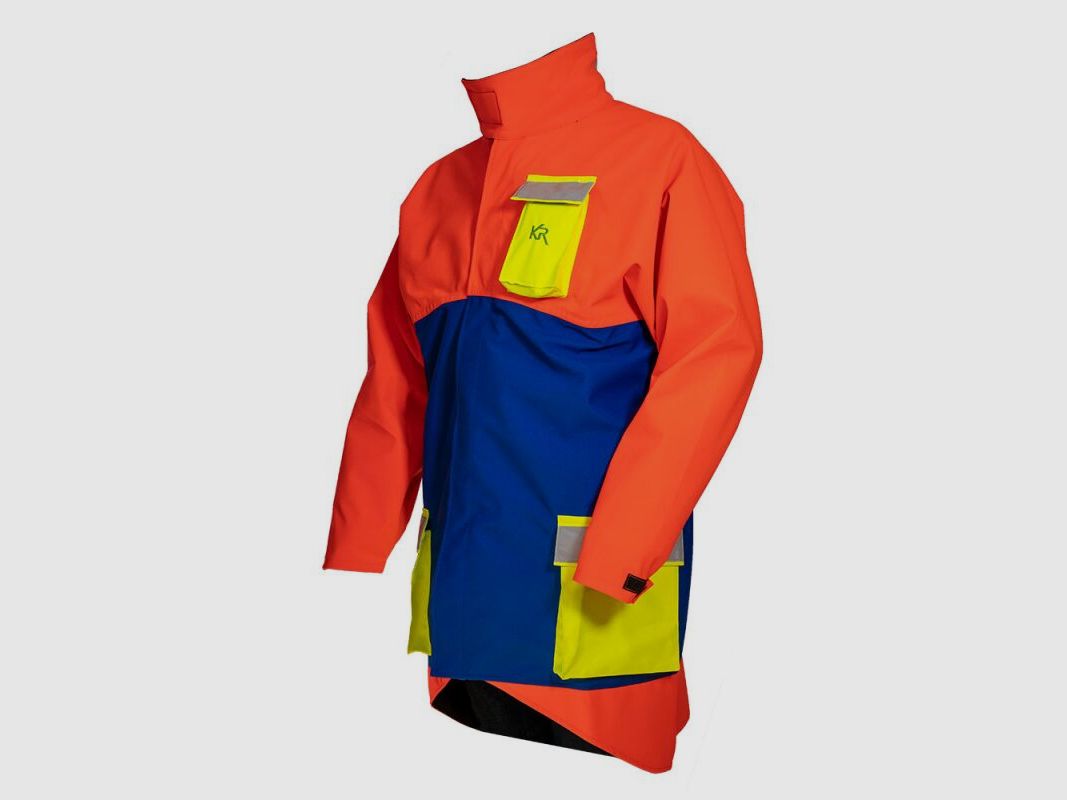Kruedener Hundeführer-/ Durchgehjacke warnrot/blau/gelb