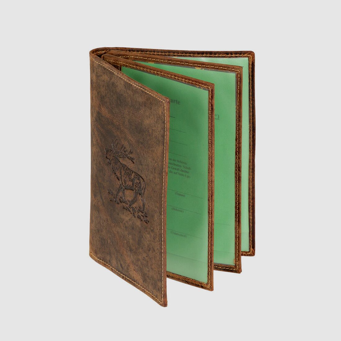 Funda de caza Akah de cuero con grabado - Ciervo