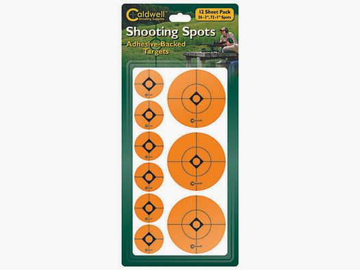 1″ & 2″ Orange Shooting Spots, 12 sheets (72-1″, 36-2″)