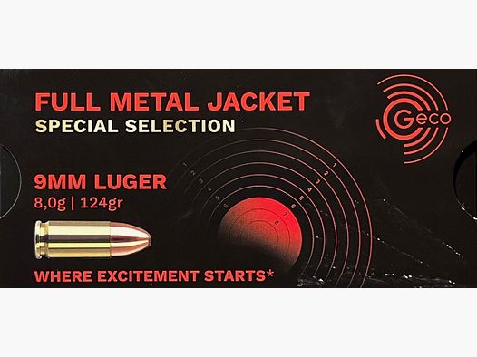 Geco SPECIAL SELECTION 9mm luger FMJ 124grs - 1000 Schuss