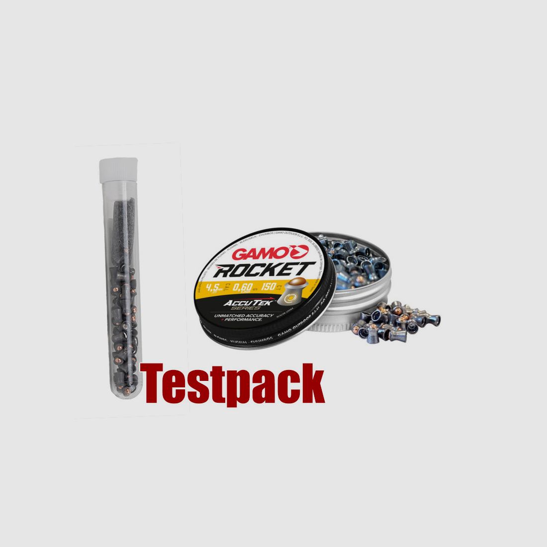 Testpack Hohlspitz Diabolos Gamo AccuTek Rocket Kaliber 4,5 mm 0,6 g glatt Stahlrundkugel 40 StĂĽck