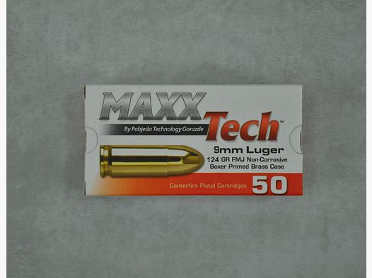 Maxxtech FMJ 9mm Luger 124gr *1000 piezas*