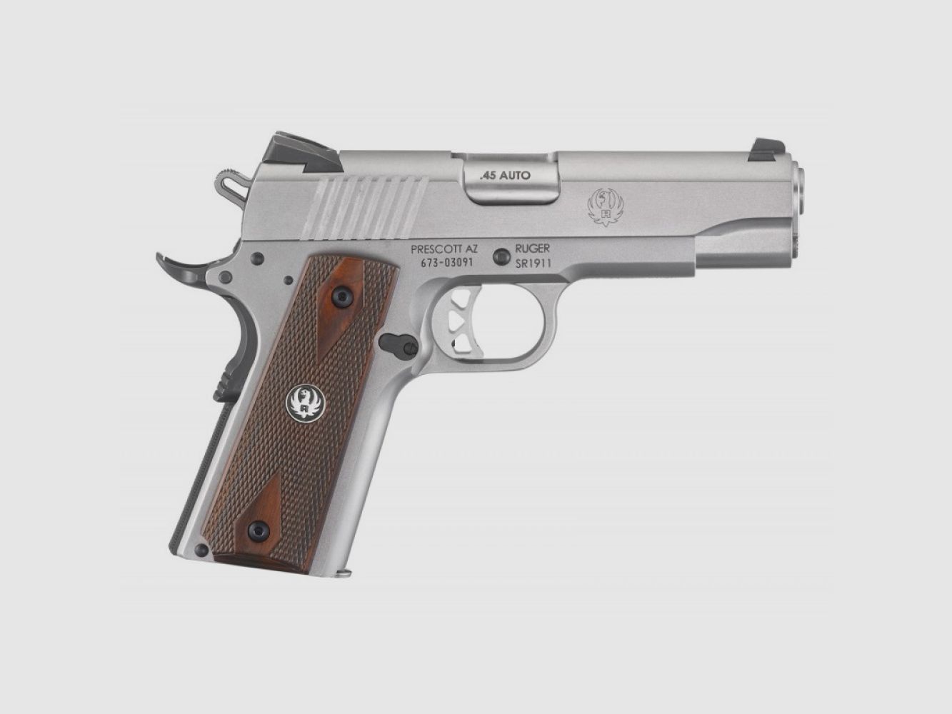 Ruger Pistole, SR1911, Commander-Style, .45 Auto, Low-Glare Stainless, 4.25", 7 Schuss