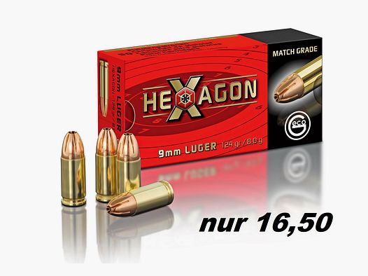 GECO HEXAGON 9mm Luger 9 mm 124gr °°°°°°°°°°°°°°°°°°