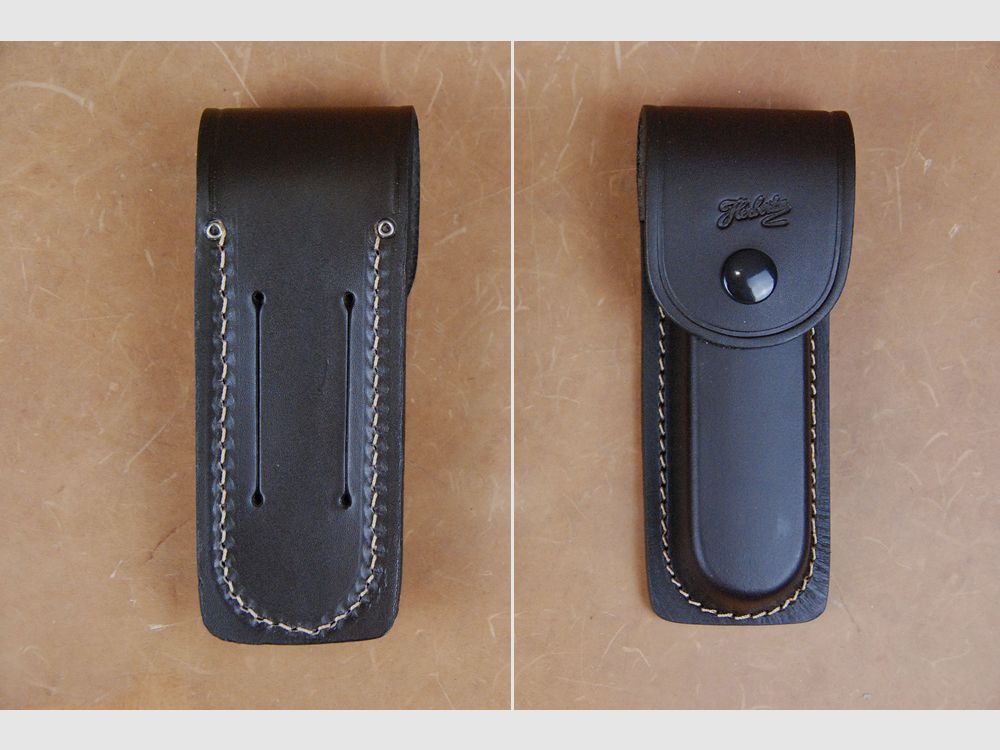 slank leren etui bruin voor zakmessen tot handlengte 13 cm