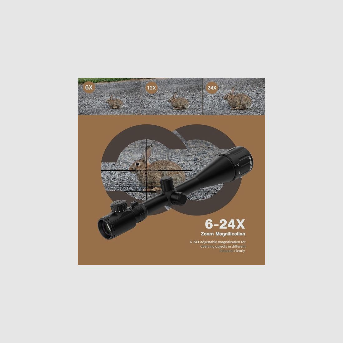 6-24x50 Zielfernrohr,6 - 24 fach Vergrößerung,50 mm, 11mm Montagen, Jagd, Ziel