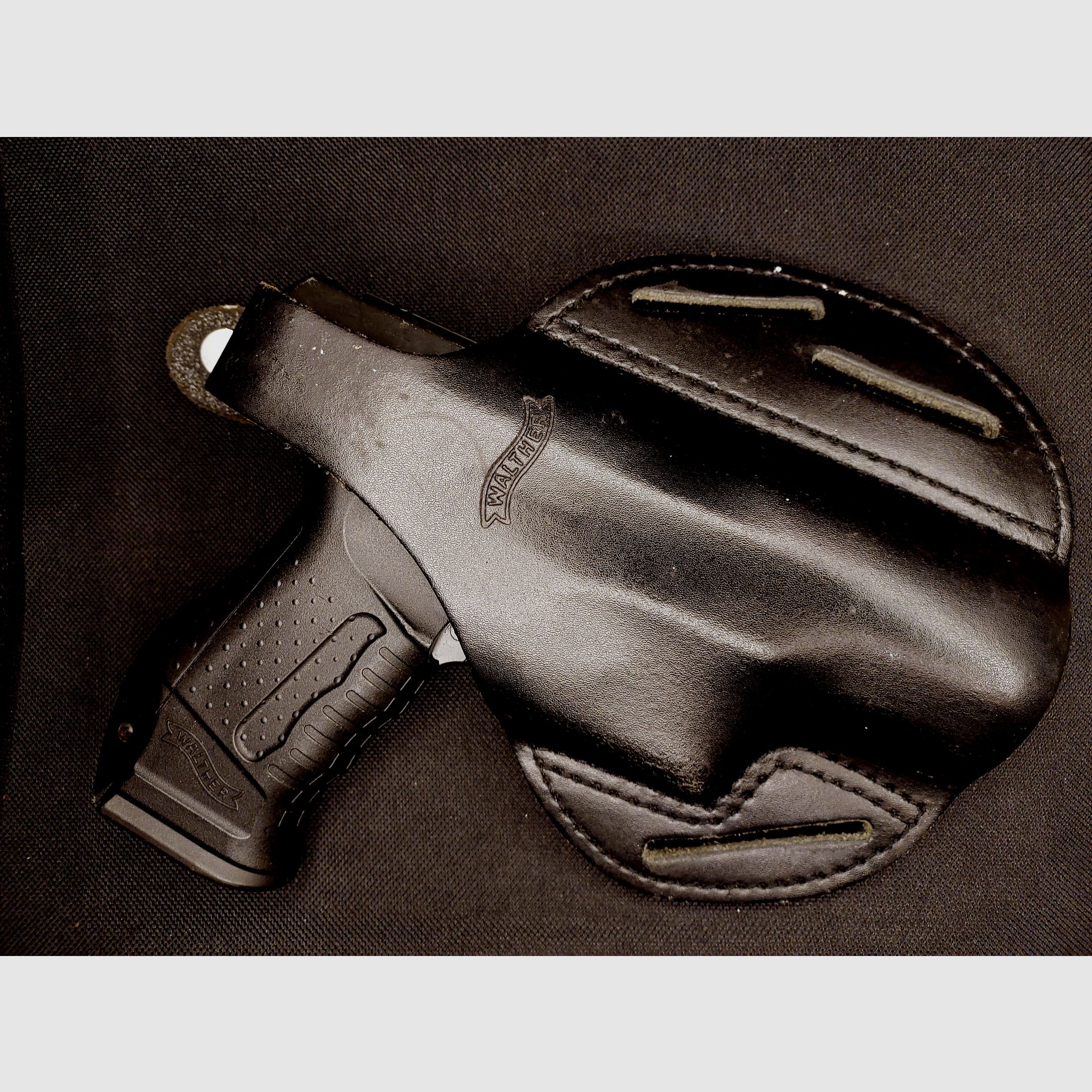 Pistolet à blanc Walther P99 9mm P.A.K. bronzé (PTB 637) P 99 avec étui en cuir