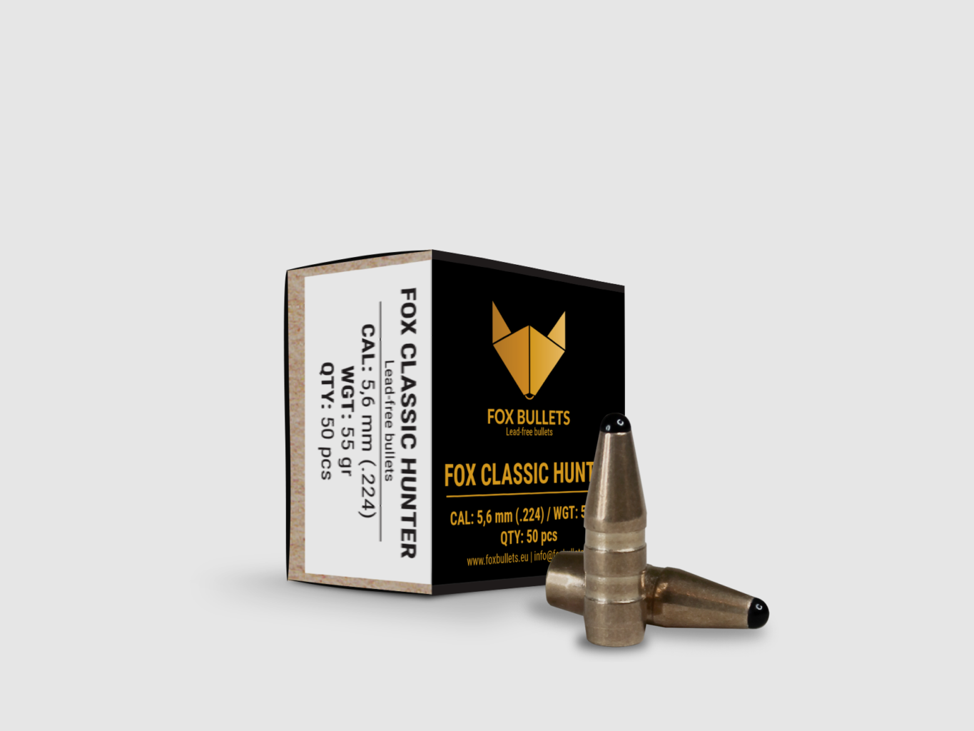Fox Bullets Classic Hunter .224 3,6 g / 55 gr balles sans plomb – 50 pièces
