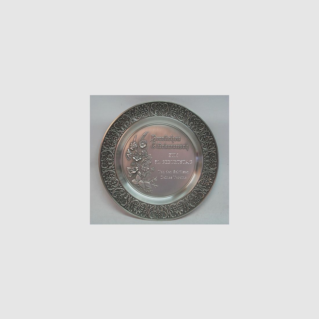 Zinnteller 24 cm - Herzlichen Glückwunsch