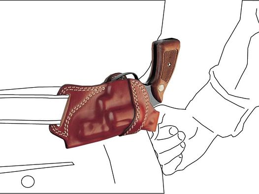 Revolver Rückenholster aus Leder 2,5" S&W K/L Frame, Colt King Cobra / Python  Braun Linkshänder