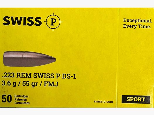 SWISS Sport P DS-1 .223rem FMJ55gr - 50 cartouches