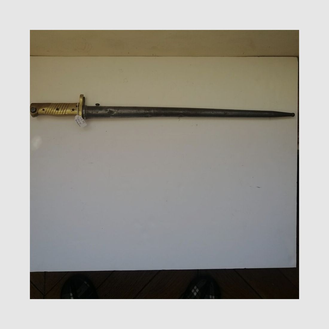 Rarissime ERSOC Bajonett Ersatz EB75 deutsch – Griff aus Messing auf Basis Klinge des Bajonetts mit Hülse Albini Braendlin, Bild 2 von 15