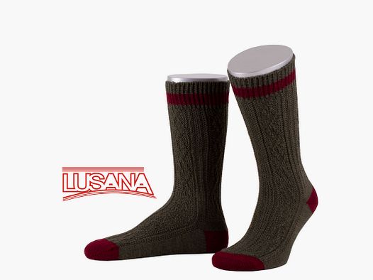 Calza tradizionale Lusana in verde scuro/bordeaux (3047)