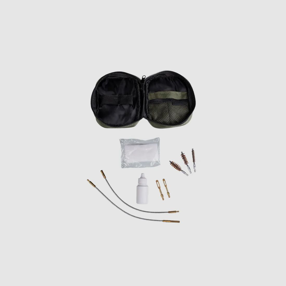 Cleaning set for pistol, caliber, 40, 45, 357, 38, 22 and 9 mm, including bag
