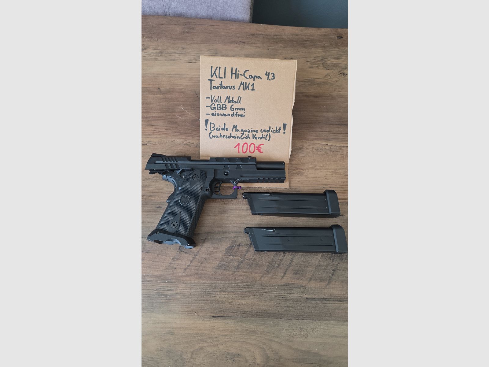 KLI Hi-capa 4.3 Tartarus MK1 GBB + 2 Magazine