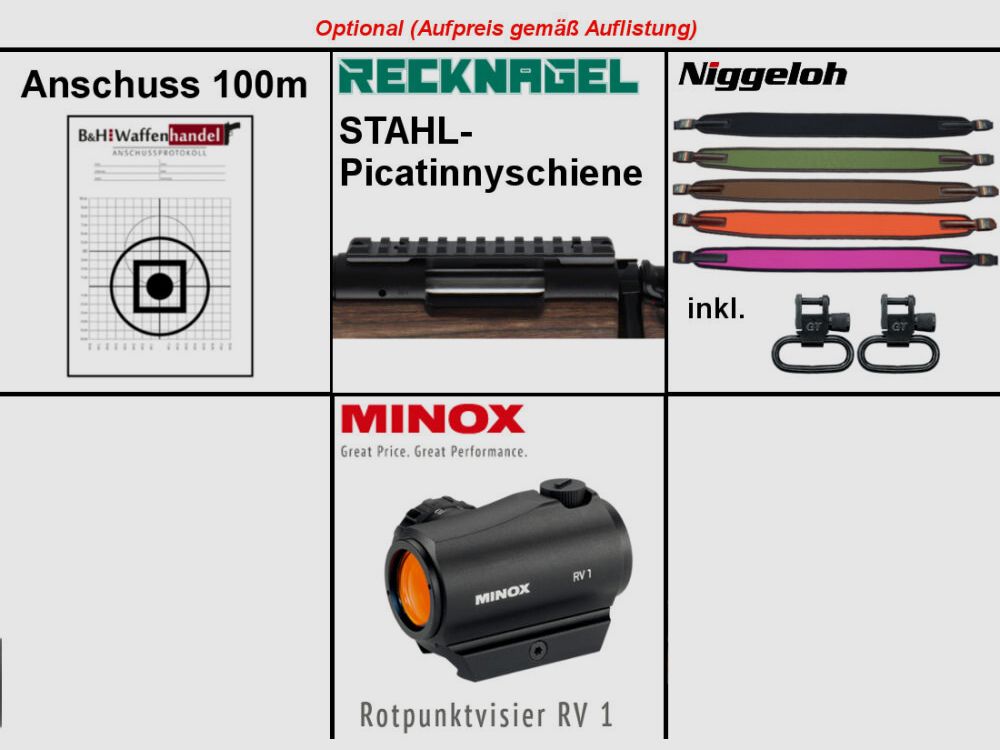 Bergara B14 B&H Prohunter Flex LINKS Lochschaft inkl. Zeiss V6 2,5-15x56 fertig montiert / Optional: Brenner Schalldämpfer