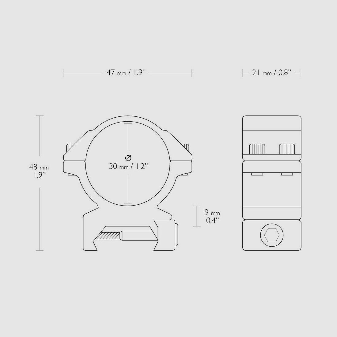 HAWKE 22116 montaggio anello da 30 mm centrale per guida Weaver supporto per cannocchiale