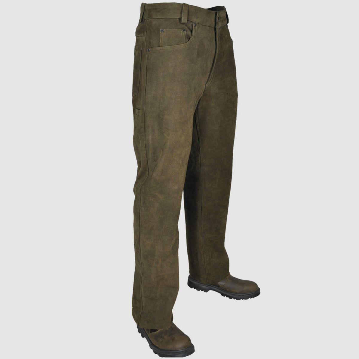Hubertus Lederhose 5-Pocket Oliv