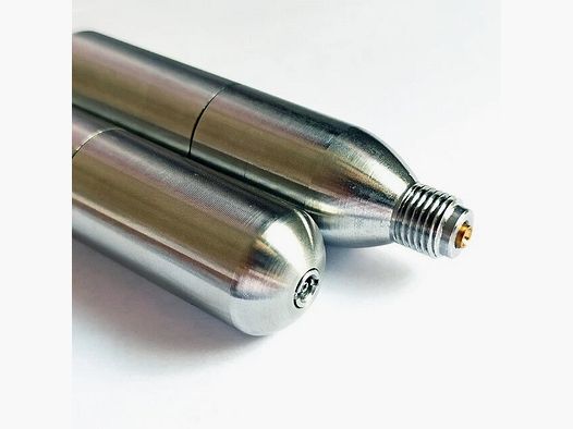 Nachfüllbare CO2 Kartusche aus Edelstahl - 8g, 12g oder 16g - incl. Fülladapter