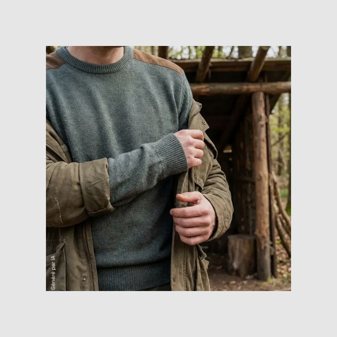 Pull col rond Verney Carron La Ligne Rocheval vert forêt, image 5 sur 6