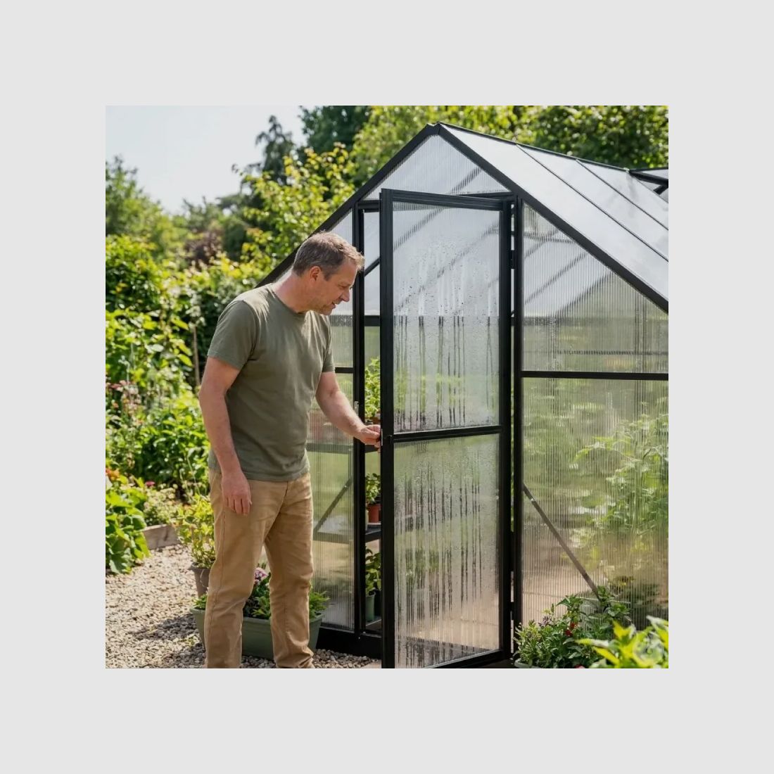 Tuinserre van aluminium en polycarbonaat 5,17 m² - 292x177x192 cm, afbeelding 1 van 9