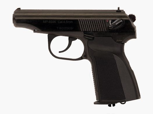 CO2 Pistole Baikal Makarov MP-654K brĂĽniert schwarze Griffschalen Kaliber 4,5 mm BB (P18)