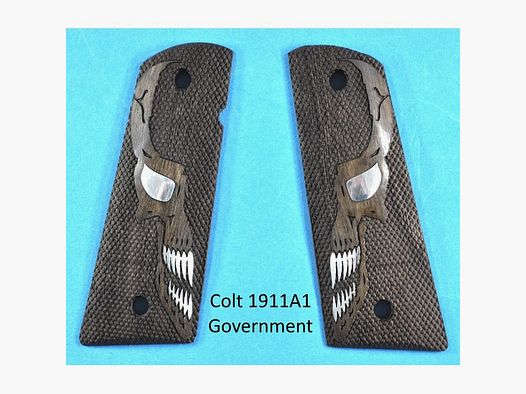 Nussbaum-Target-Griffschalen für Colt 1911A1 Government und Klone mit Totenkopf-Logo