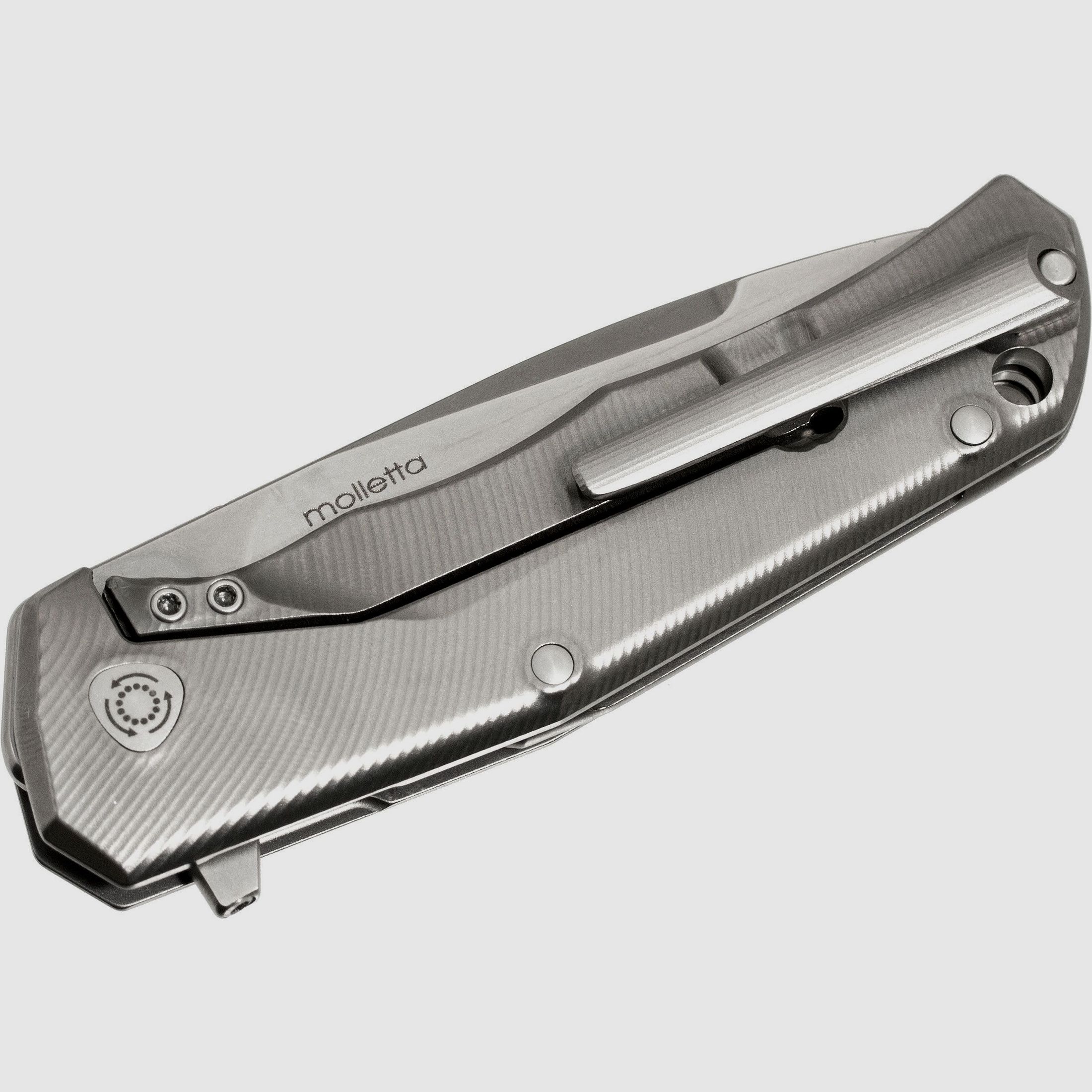 Three Rapid Exchange, M390-Klinge, Griff aus mattiertem Titan, graue Akzente | 97231