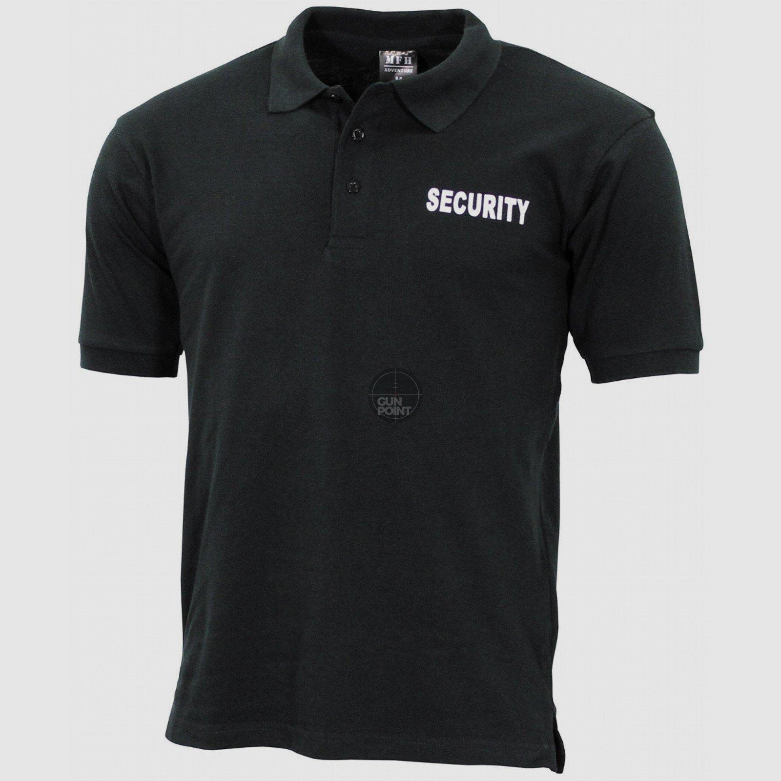 Polo shirt, black, Security, printed - Size: XL