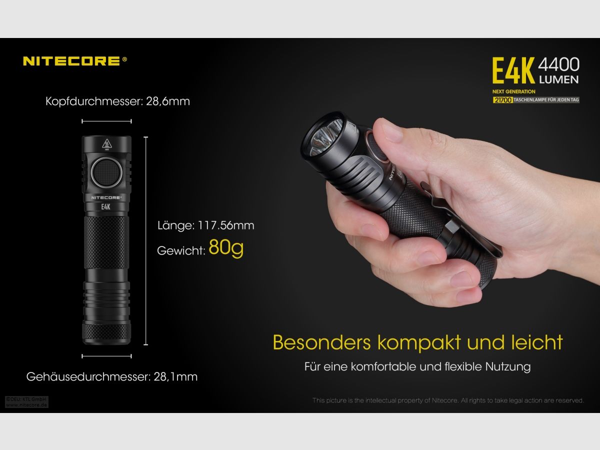 Nitecore E4K flashlight E4K 4400 lumens