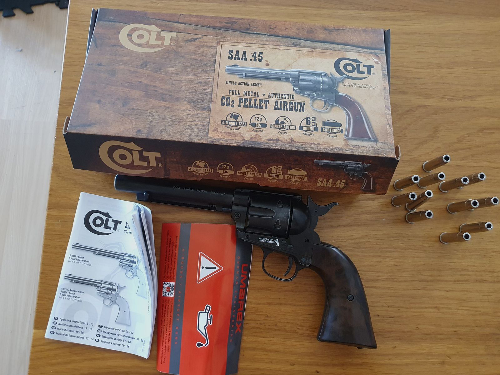 Colt Single Action Army SAA Co2 gezogener Lauf, 4,5 mm Diabolo, inkl. 12 Ladehülsen