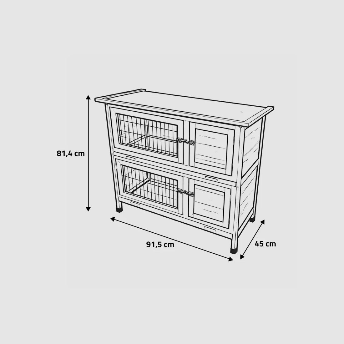 Clapier en bois 2 étages pour lapins - Gris - 91,5 x 45 x 81,4 cm, image 5 sur 10