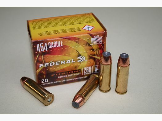 Box mit 20 Patronen FEDERAL Fusion Kal. 454 Casull 260 grs Bonded Soft Point