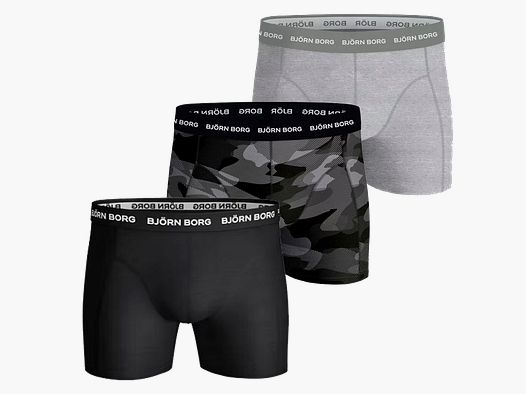 Björn Borg Boxershorts 3er-Pack Schwarz/Meliert/Print - S